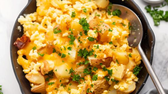 Cheesy Potato Egg Scramble Recipe